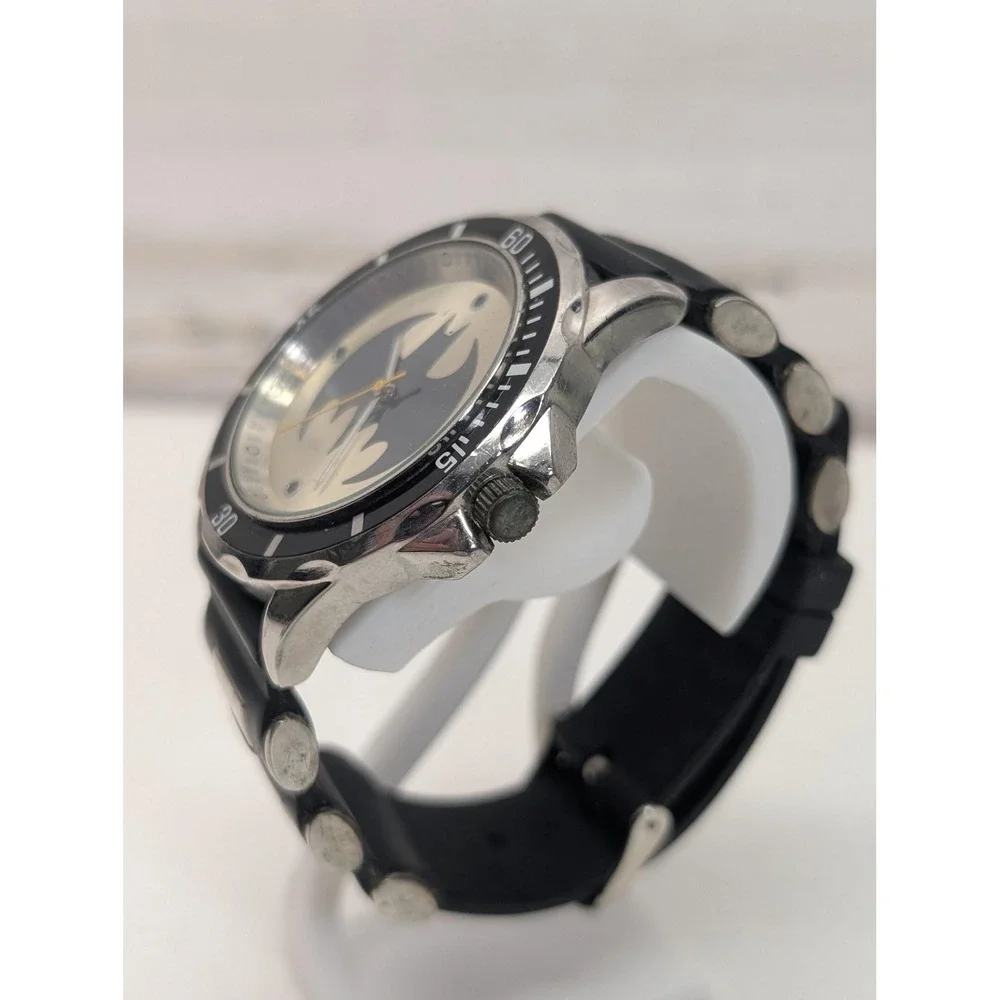 Accutime Batman Boys Sport Watch 32mm Silver Dial Black Rubber Strap BAT9062